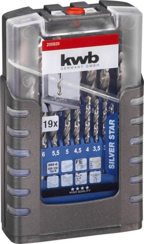 KWB PROFI hengeres spirálfúrószár klt. 19 db 1-10 mm