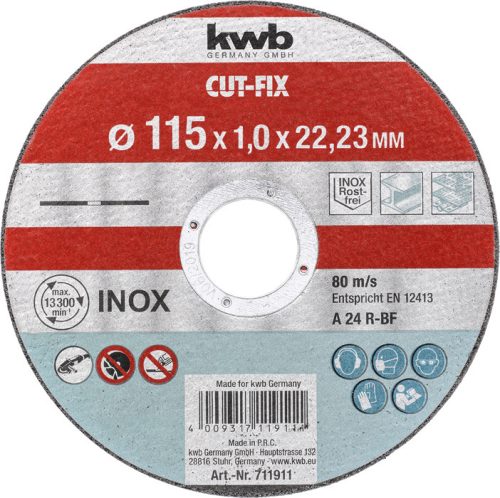 KWB PROFI CUT-FIX® INOX extra vékony vágókorong 115 x 22,23 x 1,0 mm 