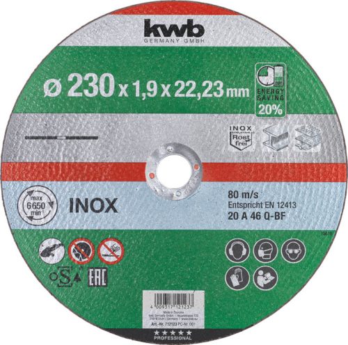 KWB AKKU-TOP INOX extra vékony vágókorong 230 x 22,23 x 1,9 mm (inox)