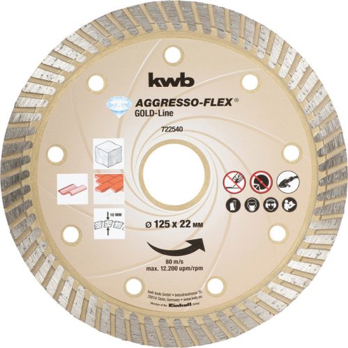 KWB PROFI GOLD-LINE AGGRESSO-FLEX® gyémánt vágótárcsa 125 x 22,23 x 10,0 x 2,3 mm