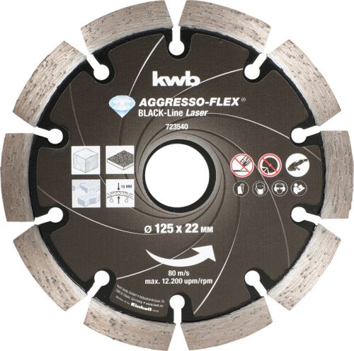 KWB PROFI BLACK-LINE AGGRESSO-FLEX®gyémánt vágótárcsa 125 x 22,23 x 10,0 x 1,9 mm