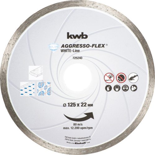 KWB PROFI WHITE-LINE AGGRESSO-FLEX® gyémánt vágótárcsa 125 x 22,23 x 5,0 x 1,9 mm