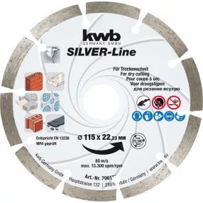   KWB PROFI SILVER-LINE CUT-FIX® gyémánt vágótárcsa 230 x 22,23 x 7,0 x 2,5 mm