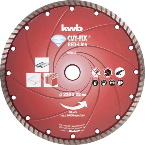 KWB PROFI RED-LINE CUT-FIX® gyémánt vágótárcsa 230 x 22,23 x 7,0 x 2,8 mm
